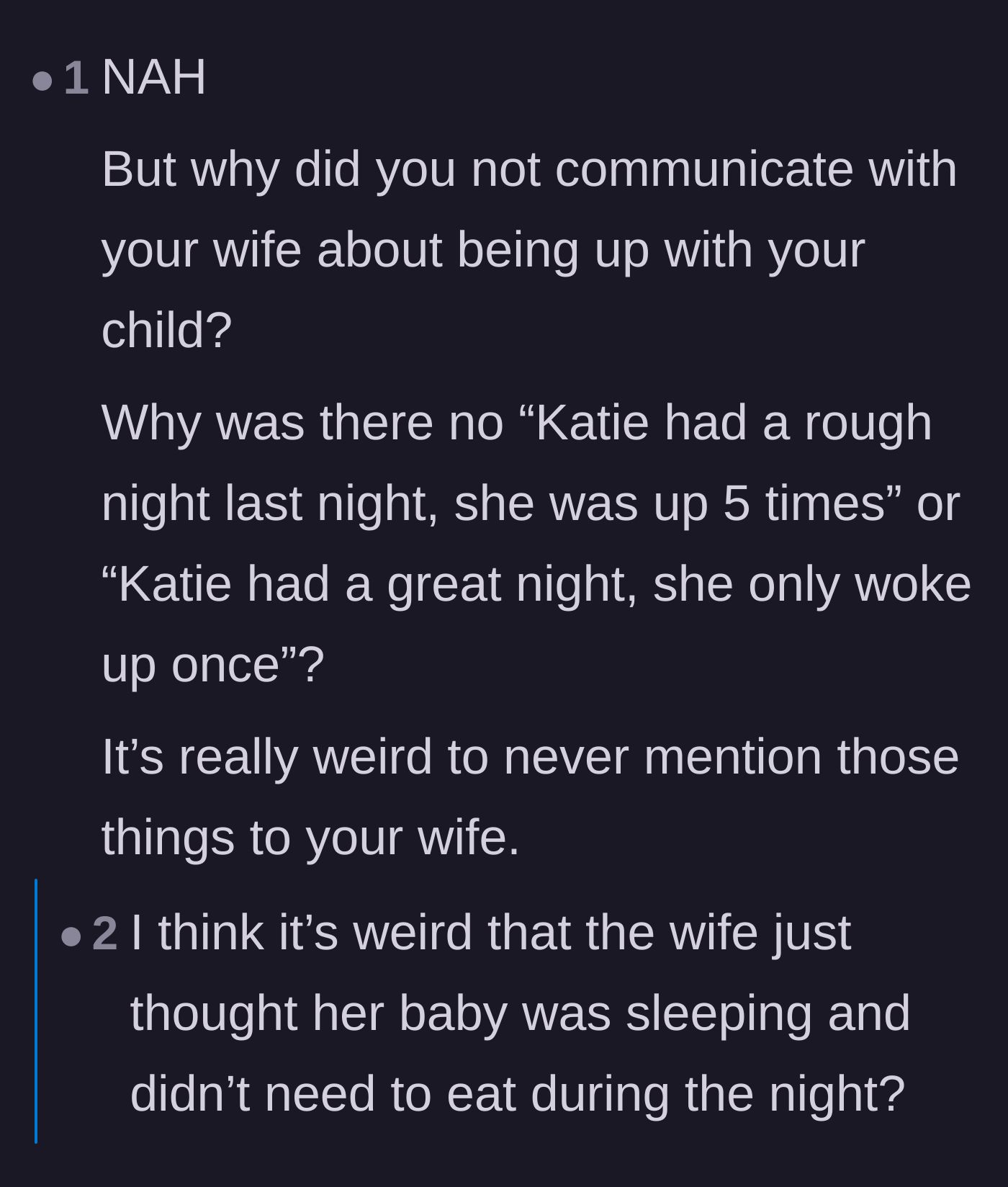 Comment thread 3 - Commenters questioning the couple's lack of communication, with the father explaining their reliance on a baby-tracking app.