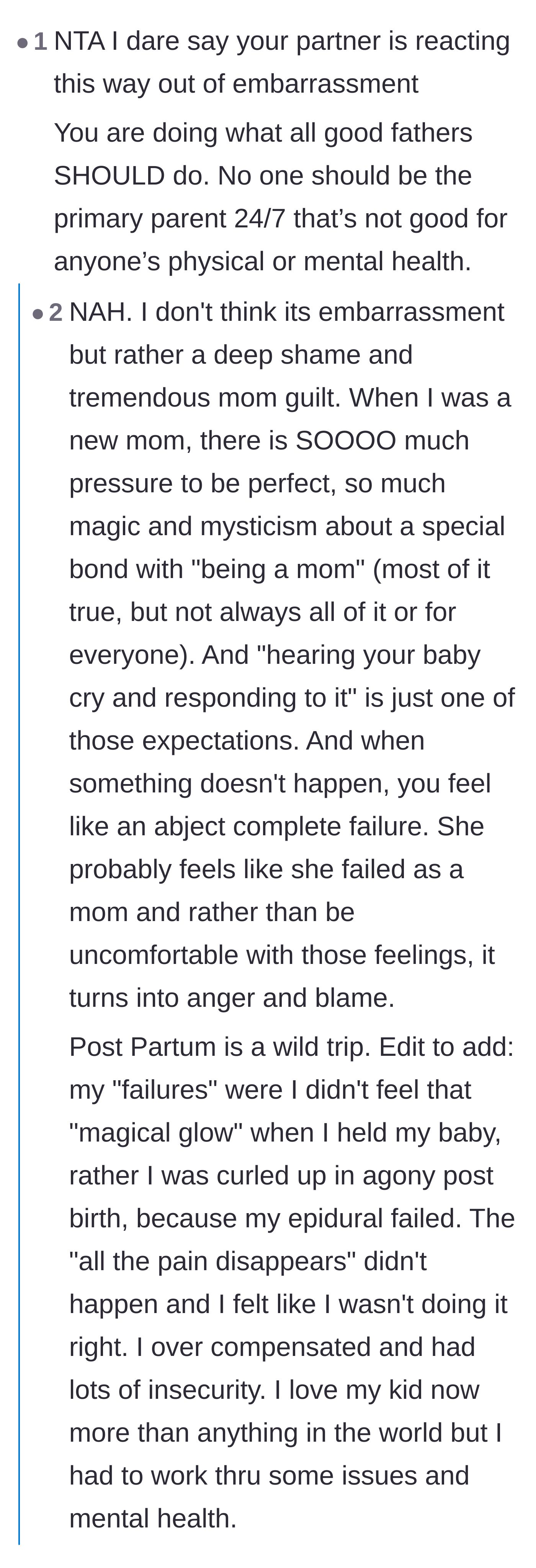 Comment thread 4 - A vulnerable conversation about the unrealistic societal pressures placed on mothers and the shame of not feeling a magical, instinctual bond.