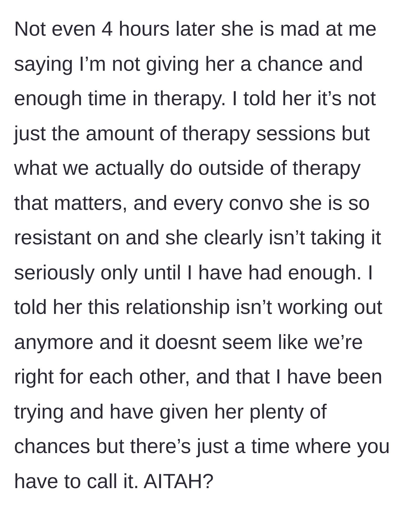 Story part 4 - The girlfriend immediately regrets her decision four hours later, but the main character firmly ends the relationship.