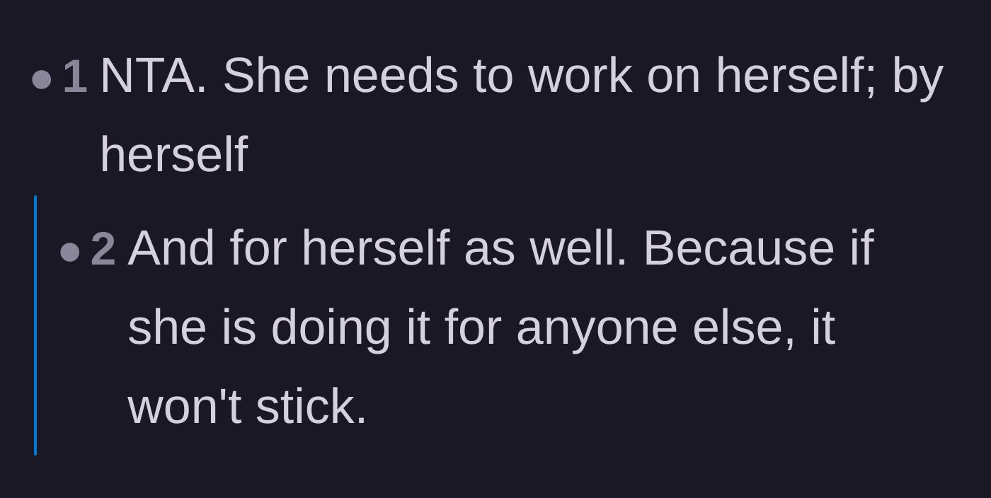 Comment thread 5 - Agreement that the girlfriend must pursue healing for her own sake, entirely independently.