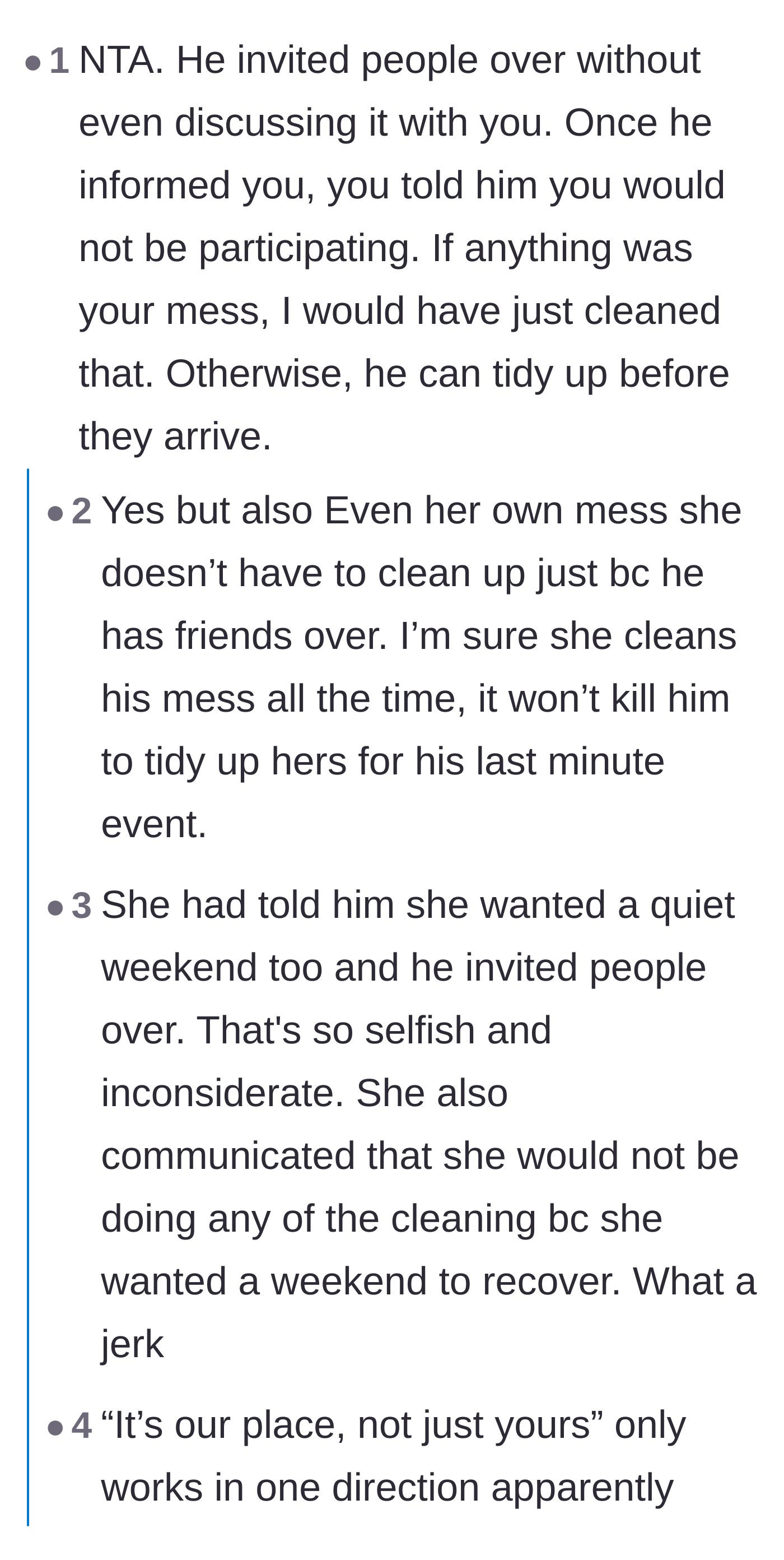 Comment thread 4 - Calling out the hypocritical 'it's our place' line after invading her quiet weekend