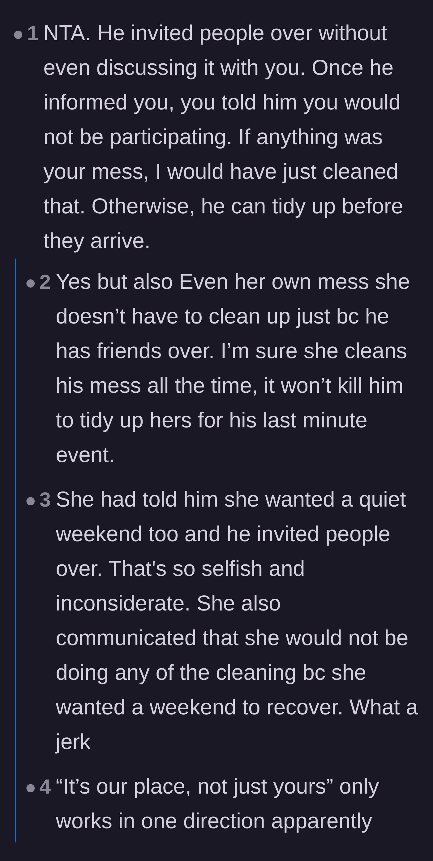 Comment thread 4 - Calling out the hypocritical 'it's our place' line after invading her quiet weekend