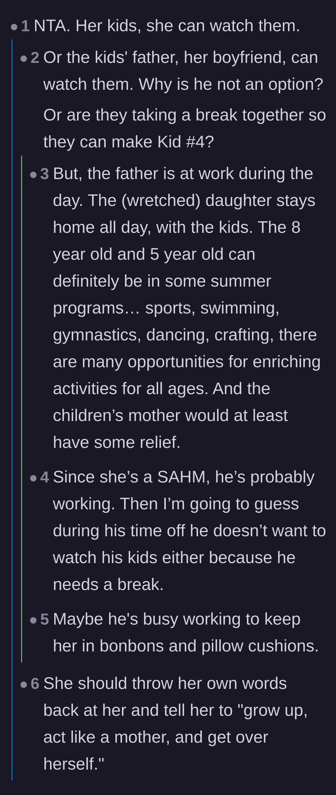 Comment thread 4 - Readers questioning the absence of the daughter's boyfriend and suggesting he needs to step up as a parent.