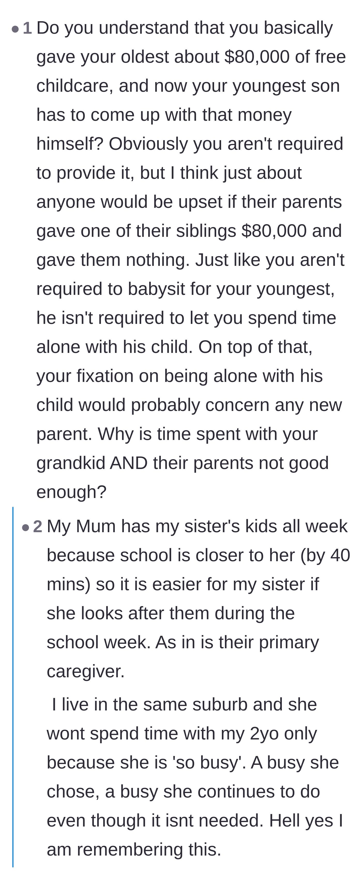 Comment thread 4 - Commenters questioning the grandparents' suspicious fixation on only wanting to see the baby without the parents around.