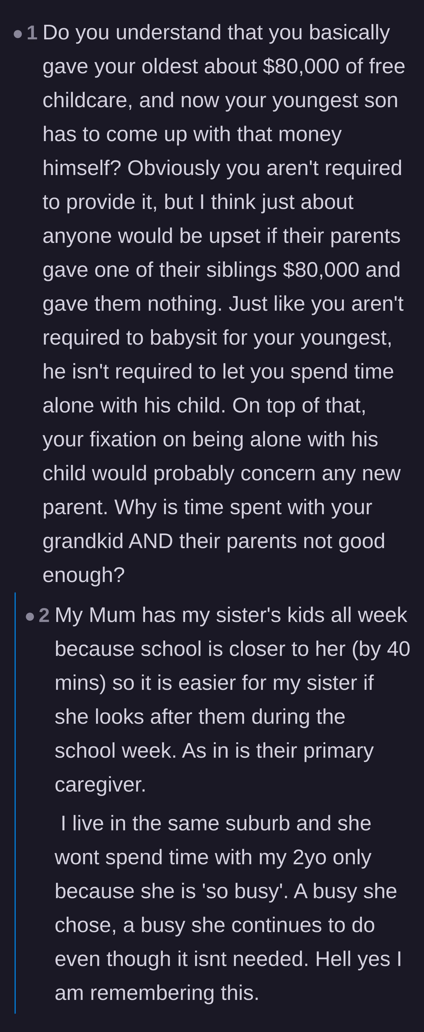 Comment thread 4 - Commenters questioning the grandparents' suspicious fixation on only wanting to see the baby without the parents around.