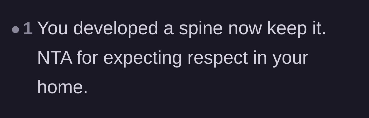 Comment thread 4 - A straightforward cheer for the host finally finding her backbone and demanding basic respect.