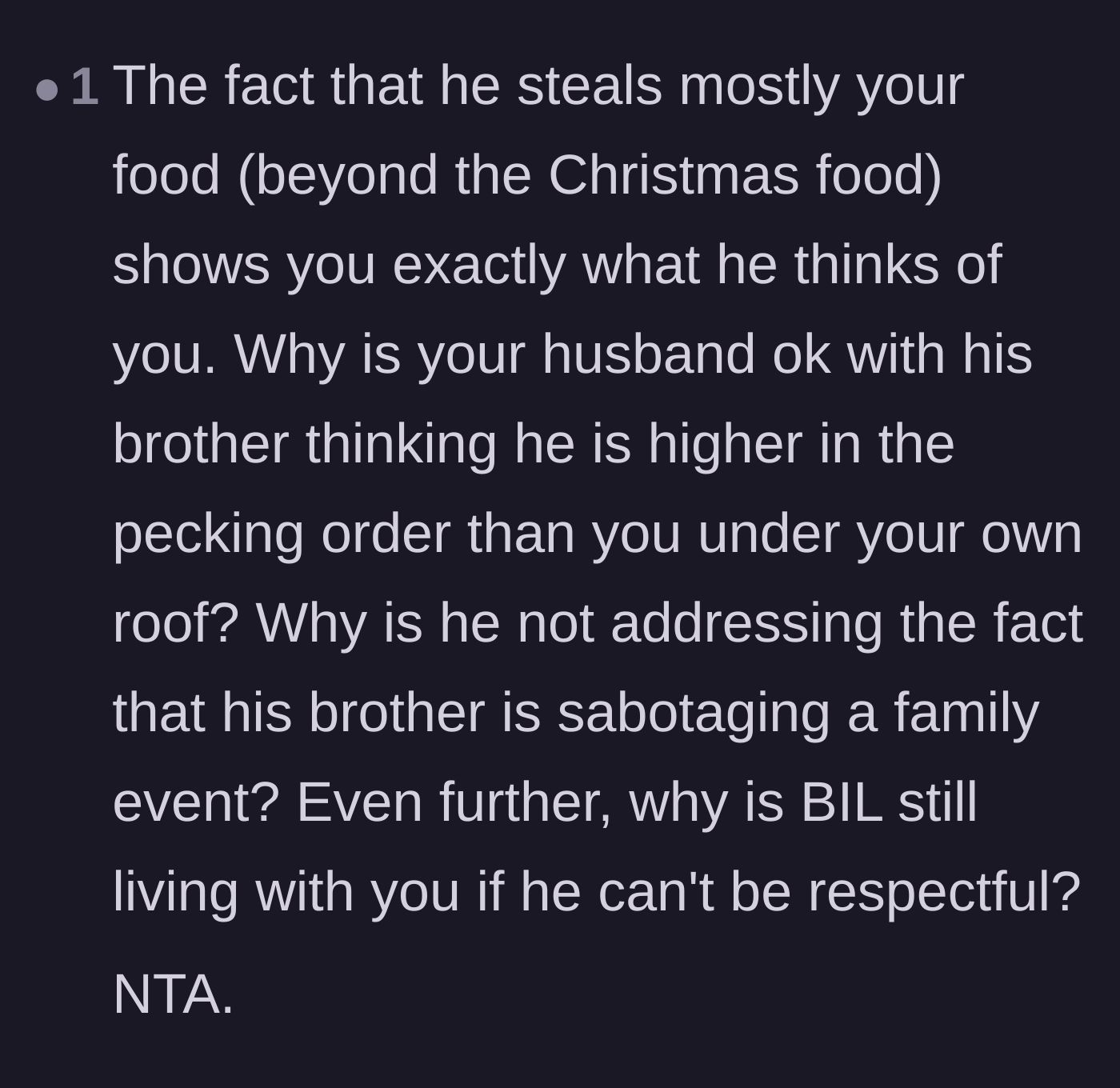 Comment thread 6 - Pointing out that stealing specifically from the wife is a deliberate sign of disrespect