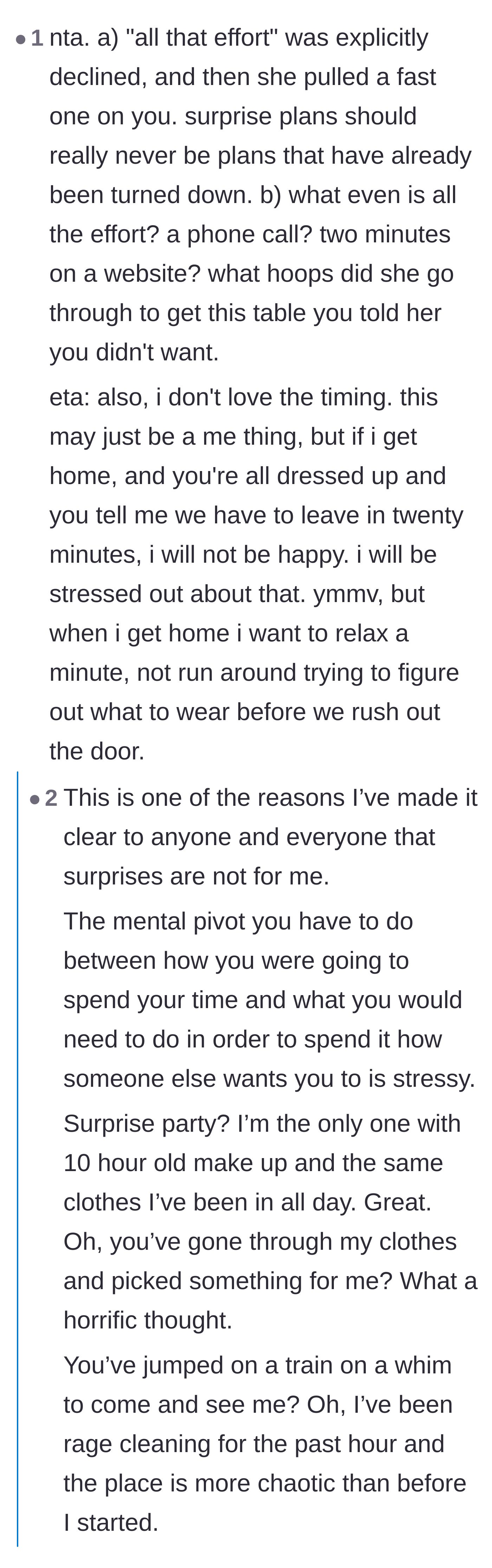 Comment thread 4 - Commiseration over the intense stress and anxiety caused by unwanted last-minute surprises.