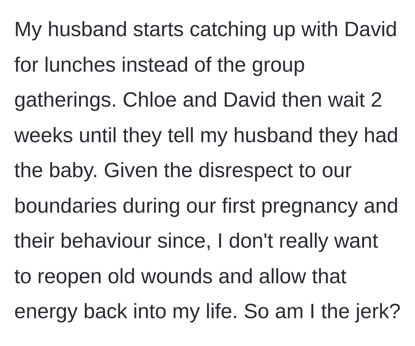 Story part 7 - The couples drift apart and the author debates hiding her new pregnancy.