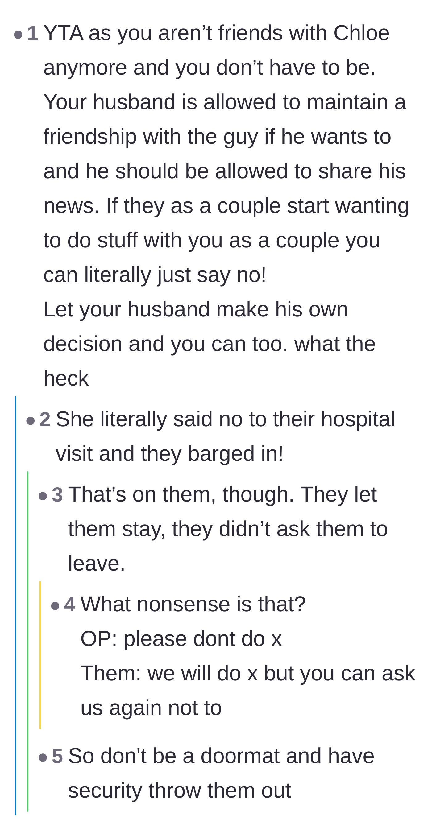 Comment thread 2 - A heated debate over whether the author should have had hospital security kick the couple out