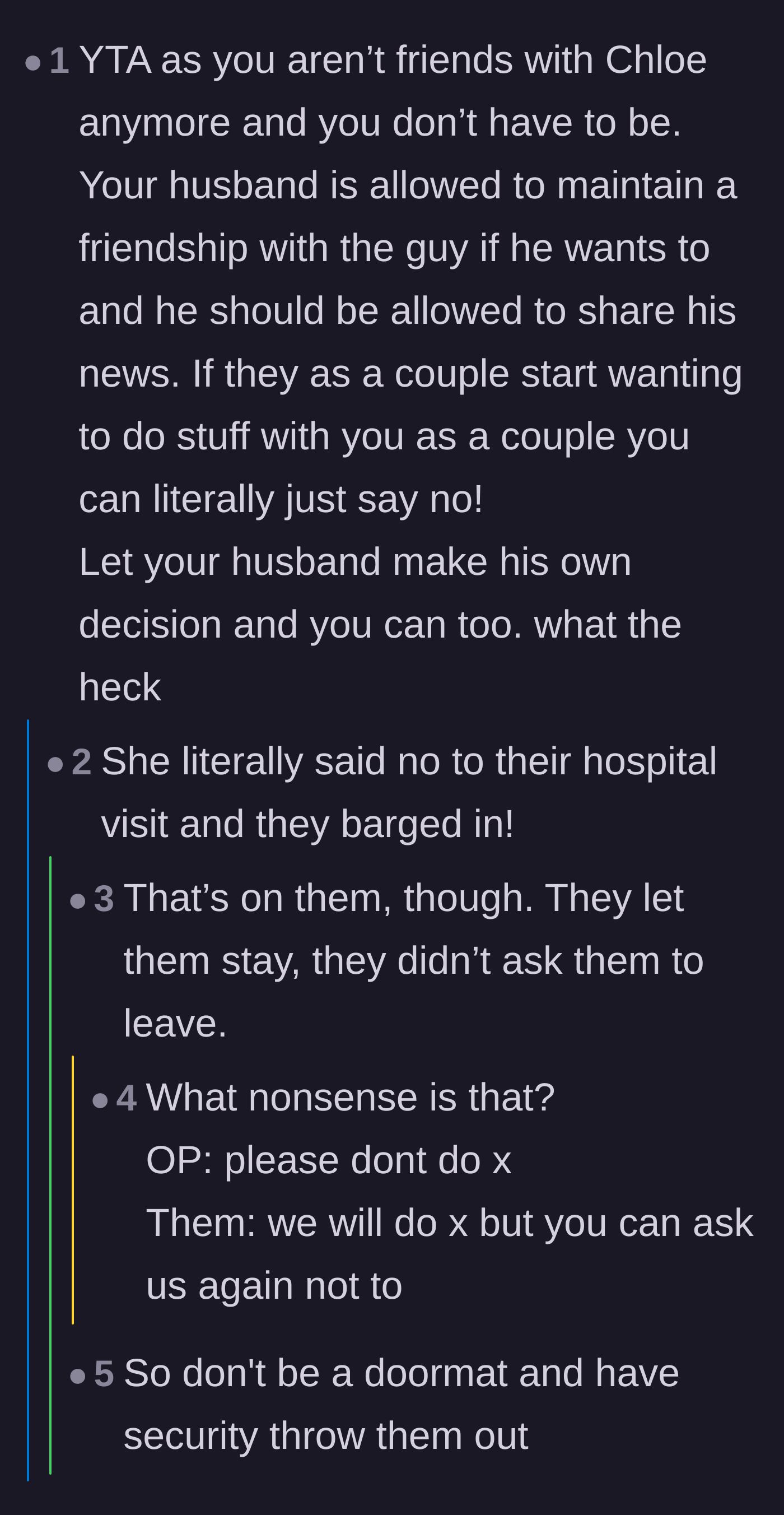 Comment thread 2 - A heated debate over whether the author should have had hospital security kick the couple out