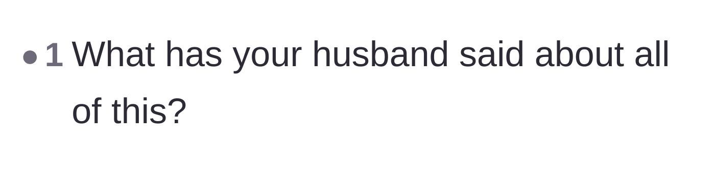 Comment thread 3 - A short comment asking where the husband stands in all this mess