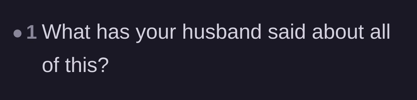 Comment thread 3 - A short comment asking where the husband stands in all this mess