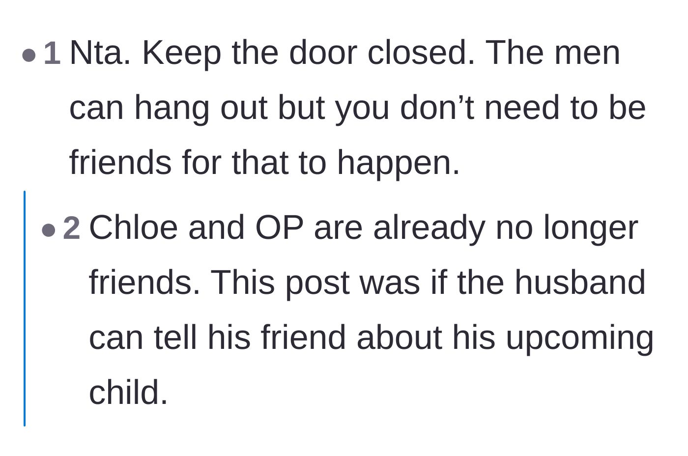 Comment thread 4 - Advice suggesting the husbands can stay friends without the wives interacting