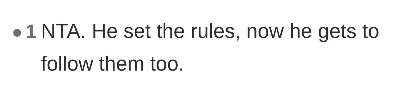 Comment thread 3 - A simple statement that the husband must follow his own rules.