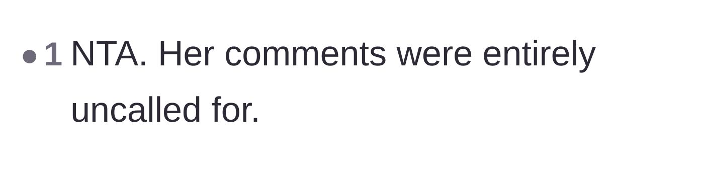 Comment thread firmly stating the bride's comments were completely uncalled for.