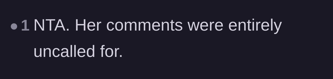 Comment thread firmly stating the bride's comments were completely uncalled for.