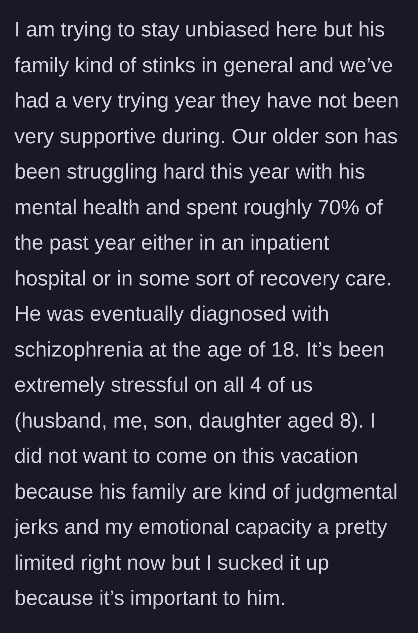 Story part 2 - A mother looking stressed while reflecting on her teenage son's recent hospitalization.