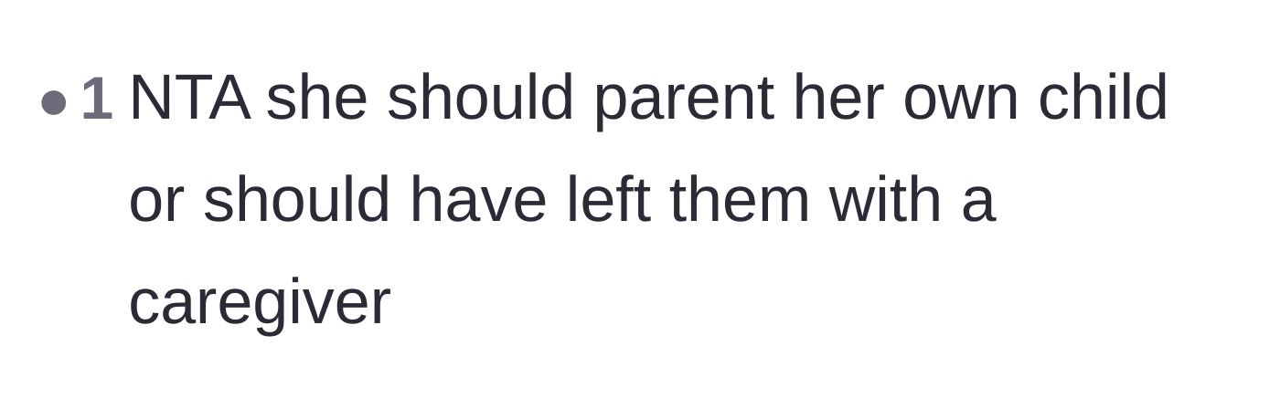 Comment thread 1 - A blunt statement that the friend should have arranged her own caregiver.