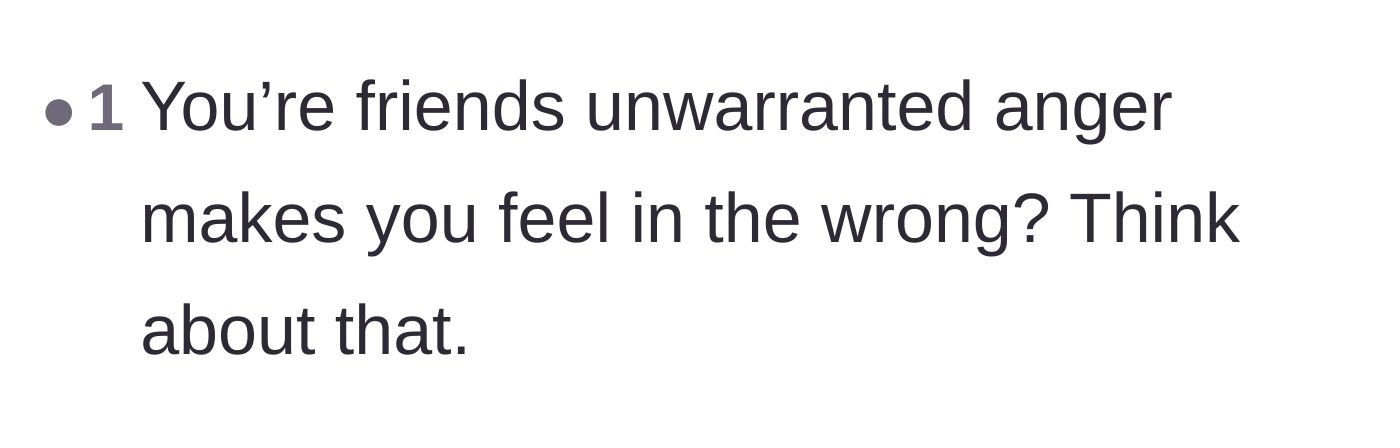 Comment thread 6 - A sharp rhetorical question challenging the main character's misplaced guilt.