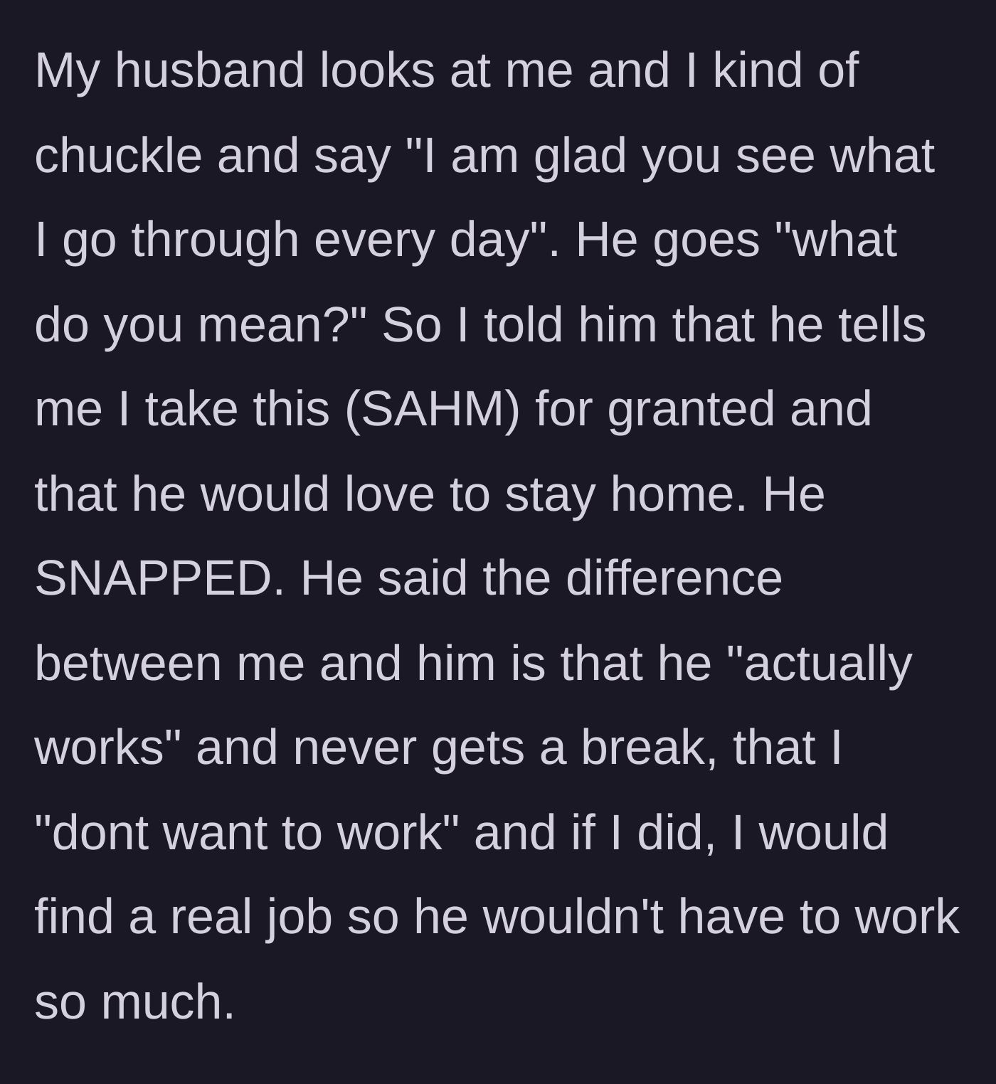 Story part 7 - A frustrated wife standing in the living room facing her angry husband.