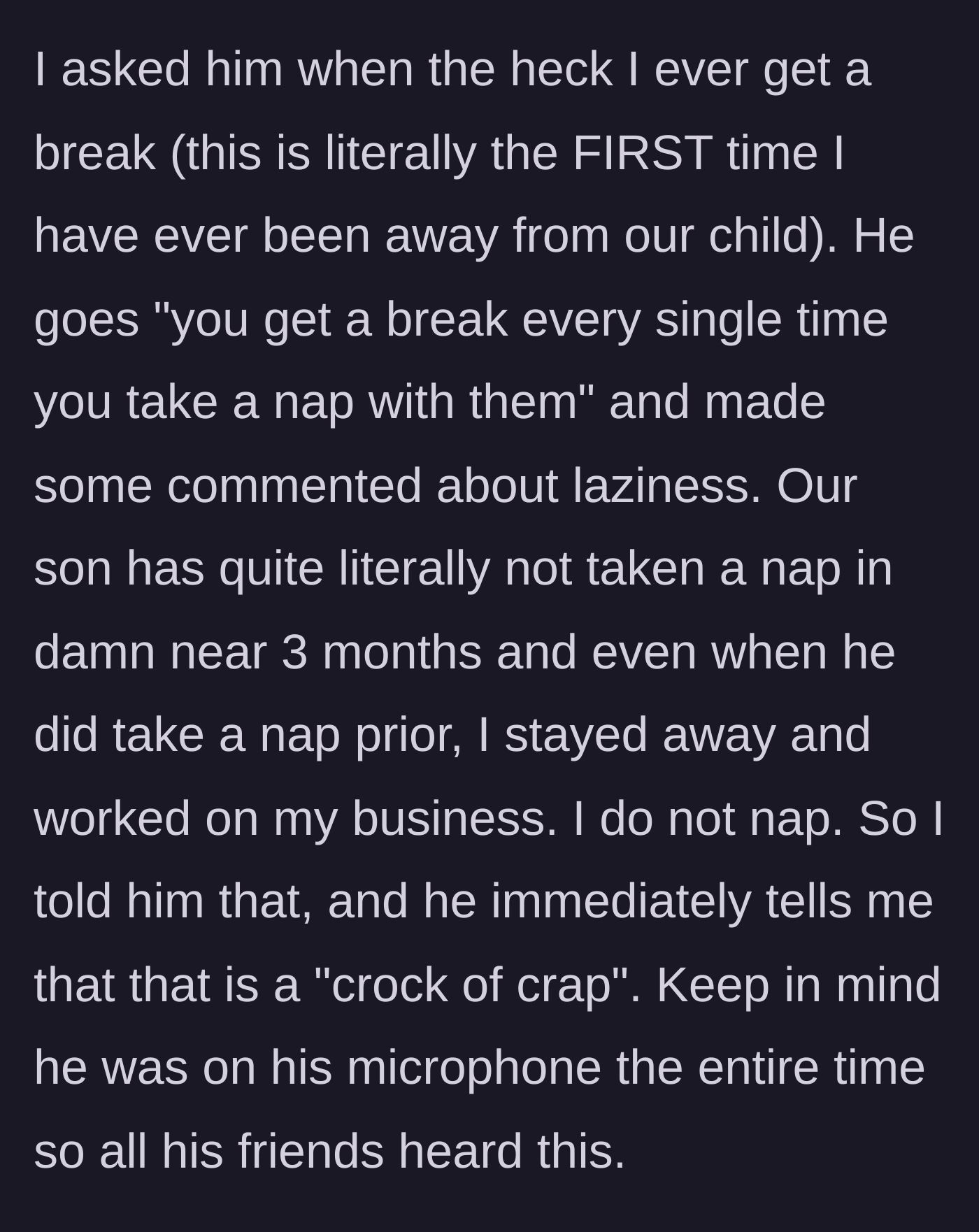 Story part 8 - A husband yelling into his gaming microphone while his wife looks on in disbelief.