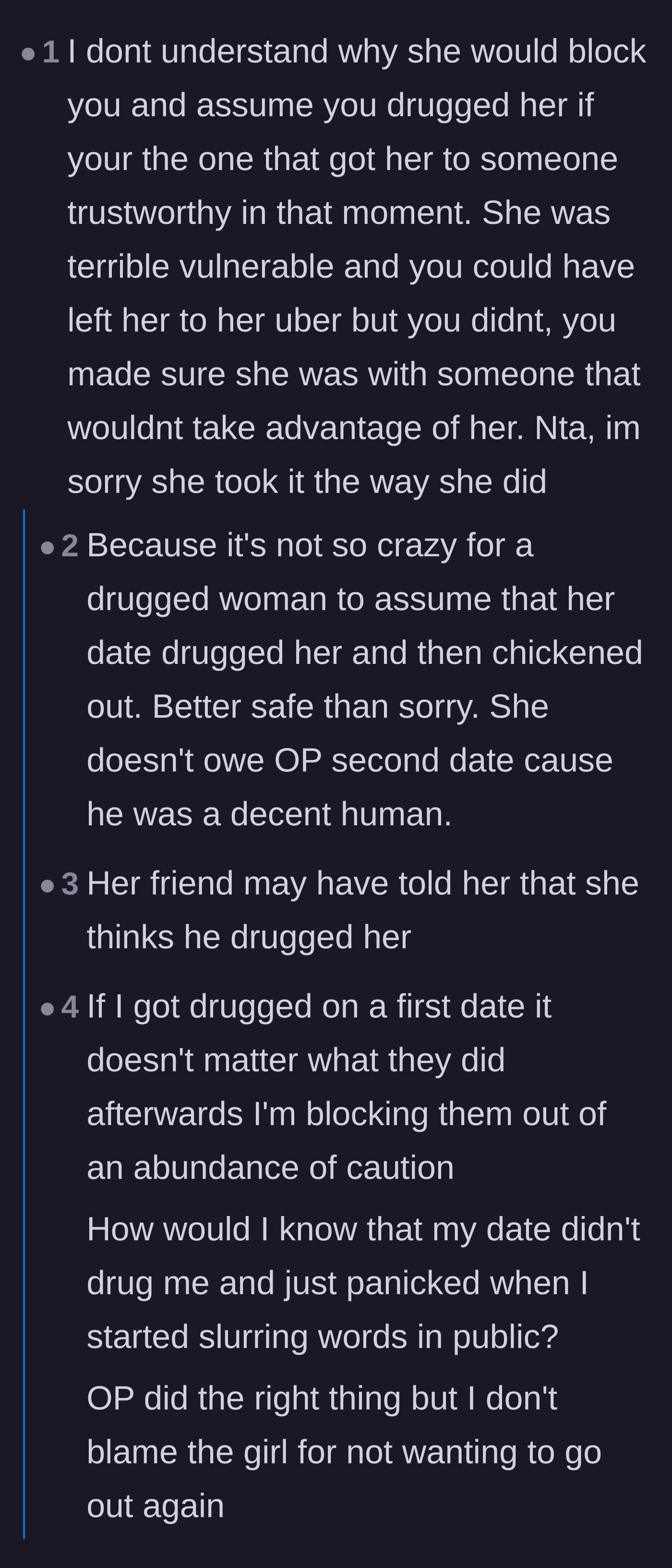 Comment thread 2 - A debate defending the woman's decision to block the OP out of an abundance of caution.