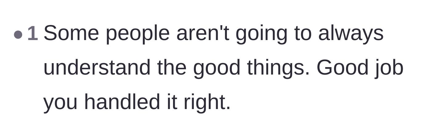 Comment thread 3 - Reassurance that protecting someone is the right choice, even without gratitude.