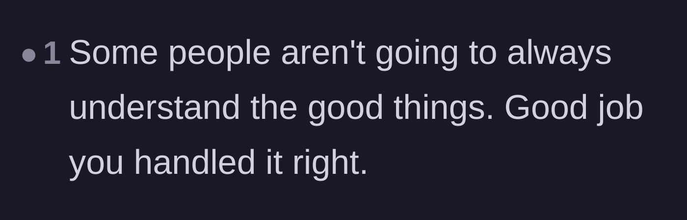 Comment thread 3 - Reassurance that protecting someone is the right choice, even without gratitude.