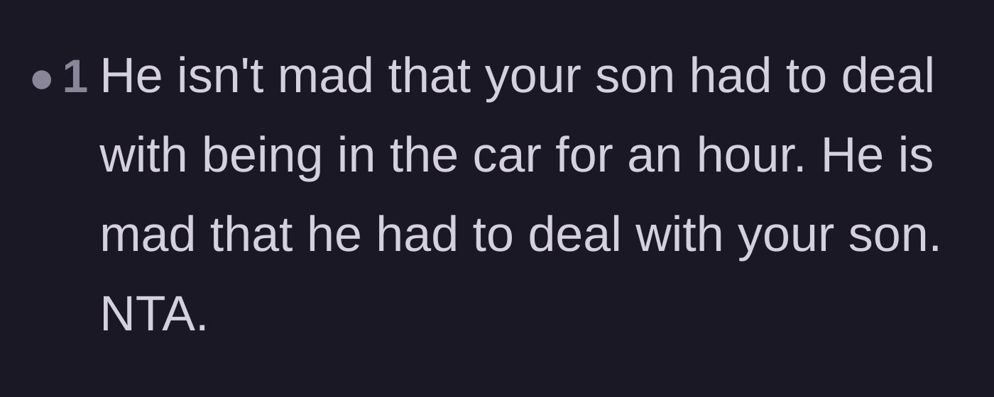 Comment thread 3 - A direct callout stating the husband is actually just angry he had to actively parent his own child.