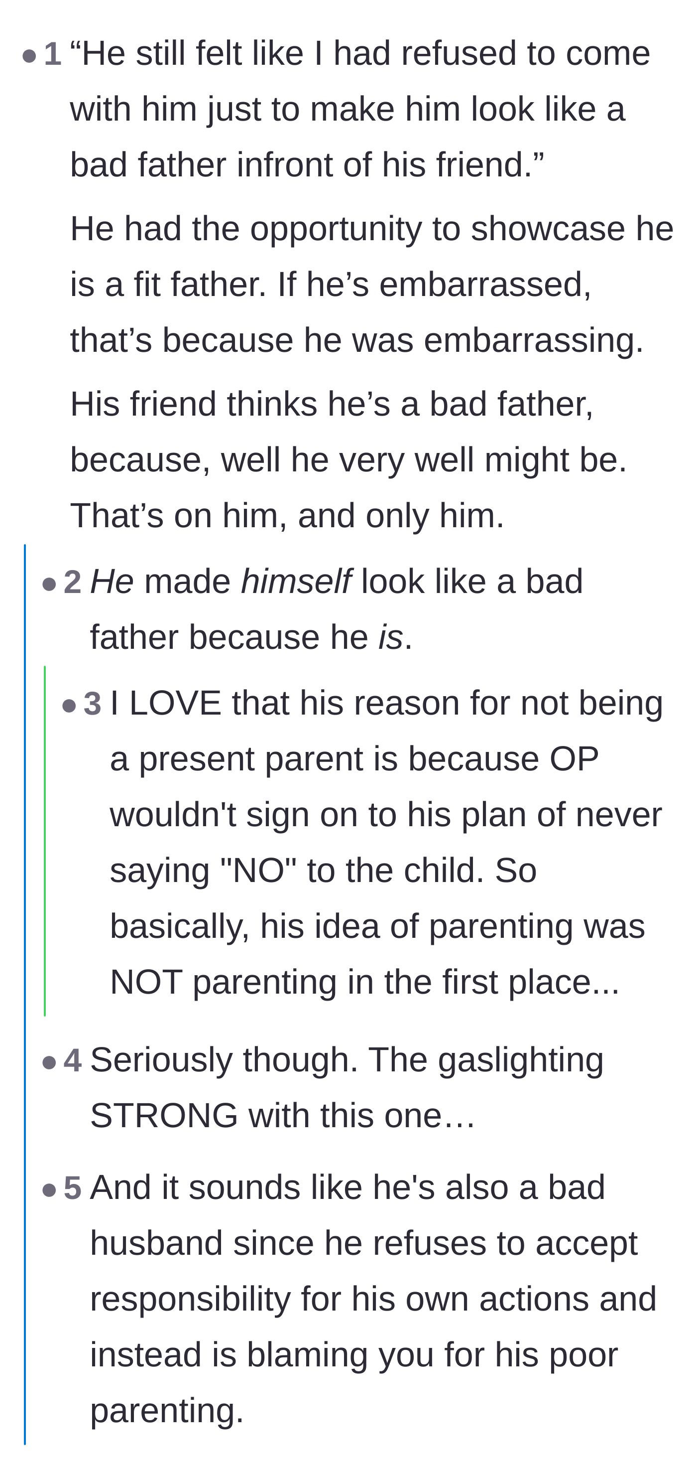 Comment thread 1 - Readers discuss the dangers of extreme permissive parenting and call out the husband's refusal to accept accountability.