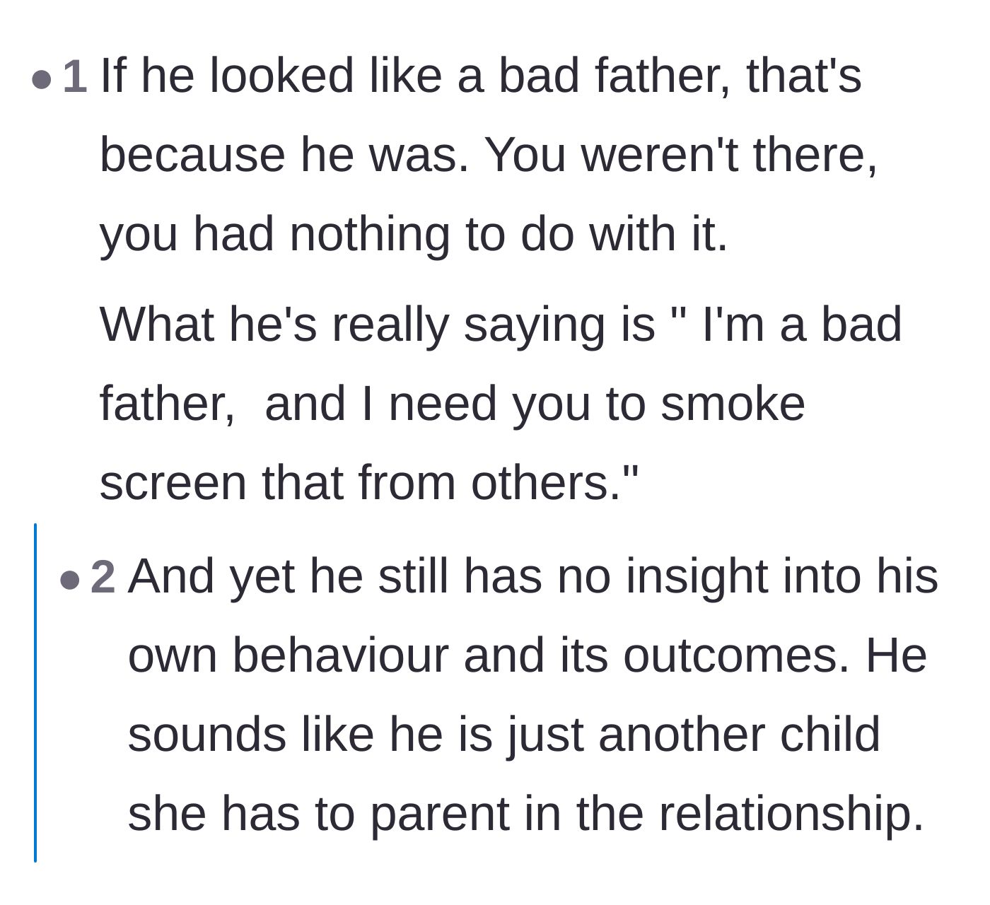 Comment thread 4 - A commenter points out that the husband expects his wife to cover up his parenting failures in front of friends.