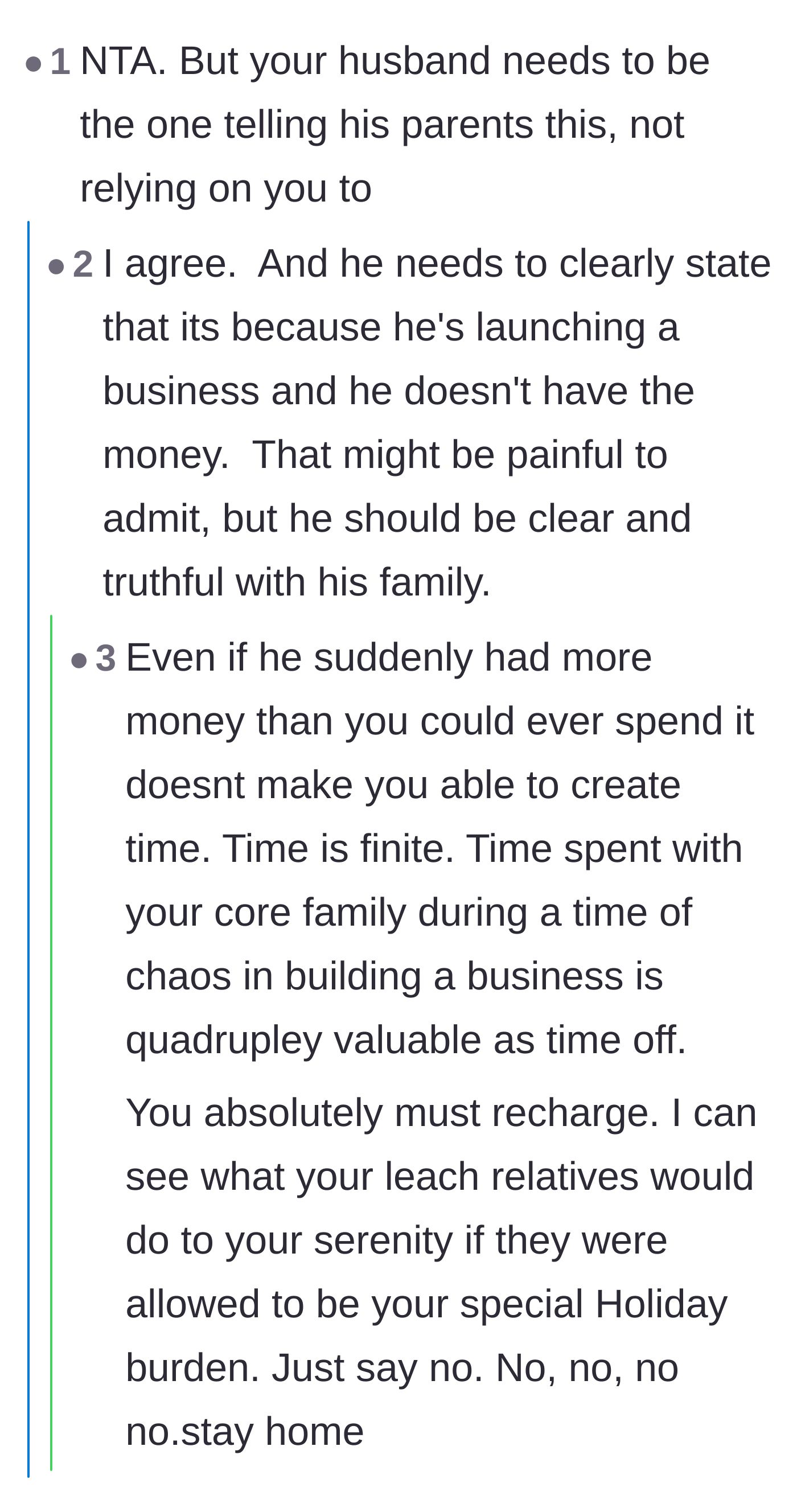 Comment thread 2 - A debate on why the husband must be the one to communicate the harsh financial reality to his own parents