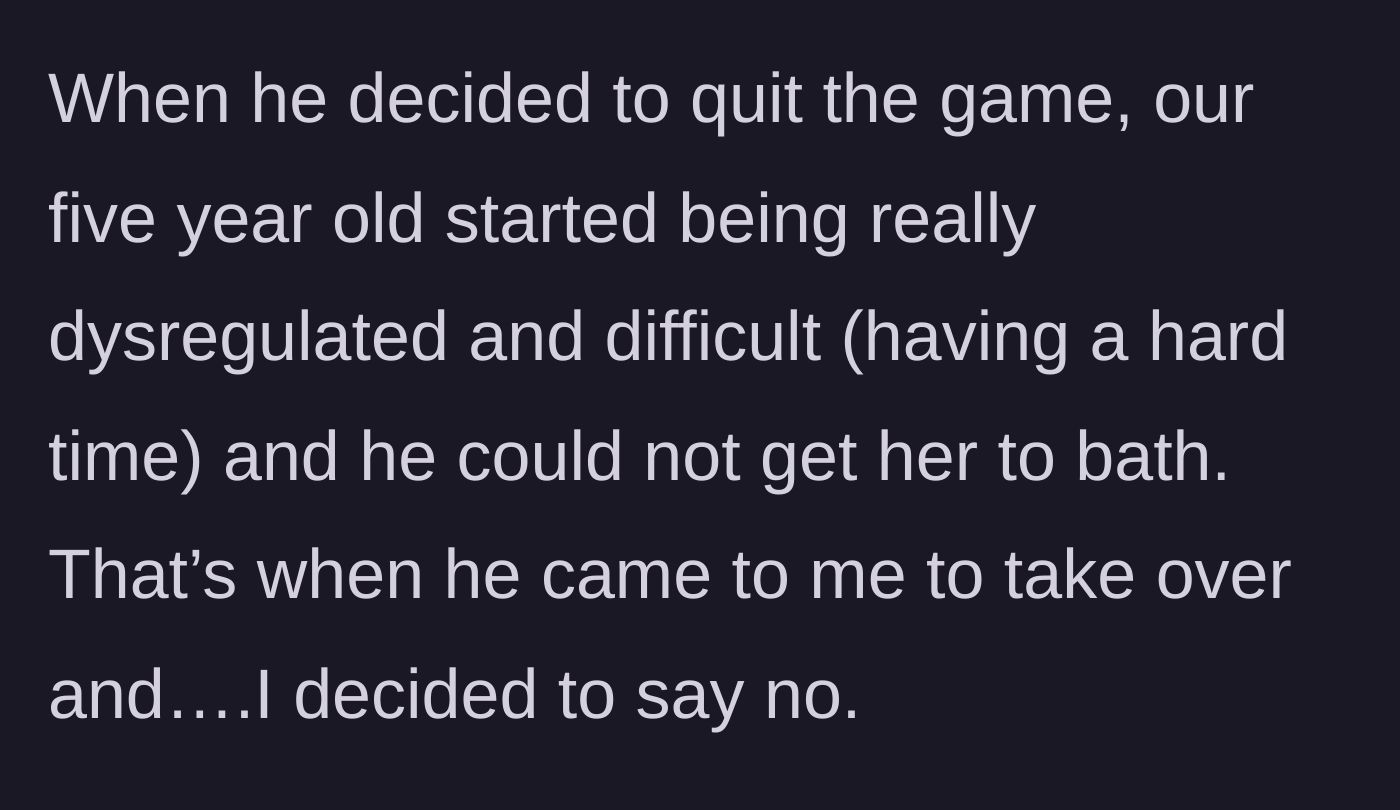 Story part 3 - The child inevitably melts down, and the husband tries to hand the difficult situation back to his wife, who refuses.