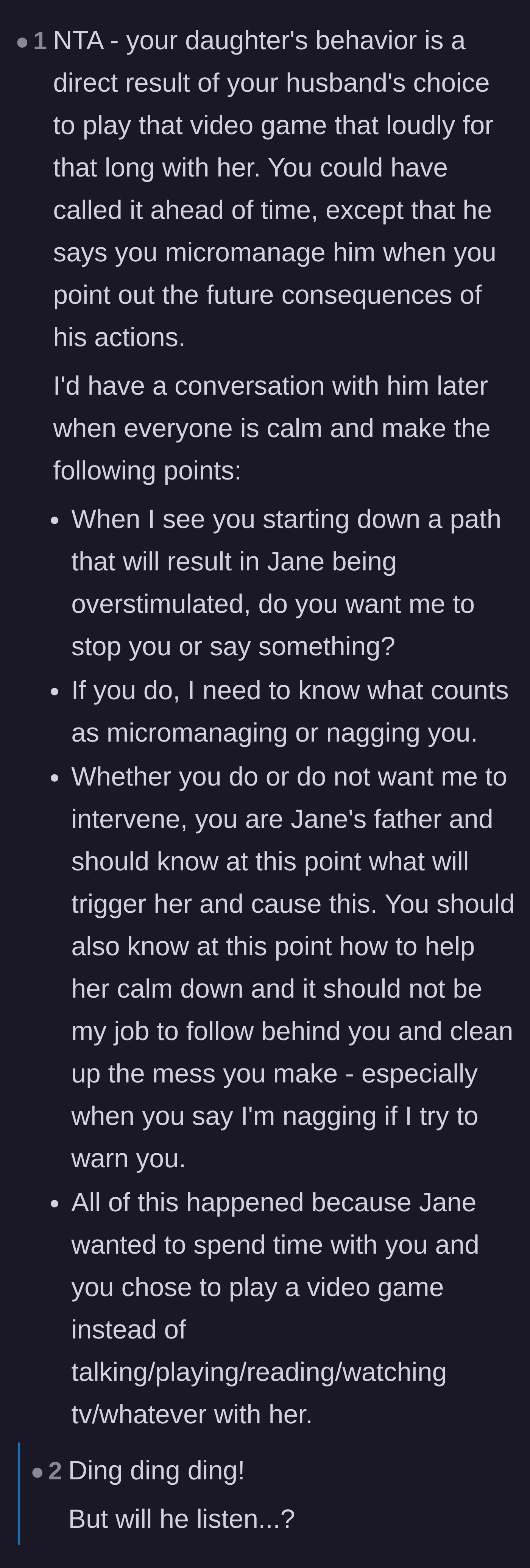 Comment thread dissecting the husband's hypocritical complaints about nagging and the exhaustion of navigating male fragility.