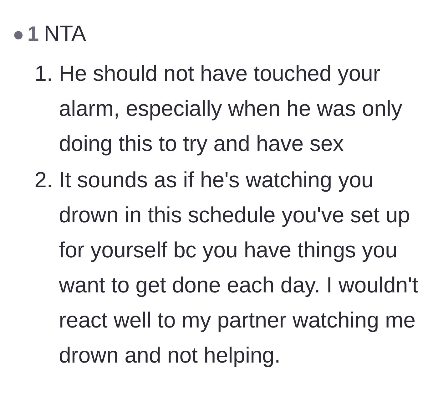Comment thread 4 - Commentary on the cruelty of watching a partner struggle under a tight schedule without offering to help.
