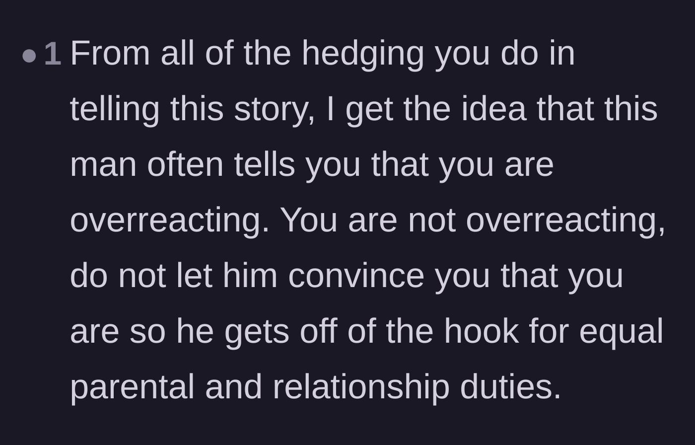 Comment thread 6 - A reader points out the author's hesitant writing style as a clear indicator of chronic emotional manipulation.