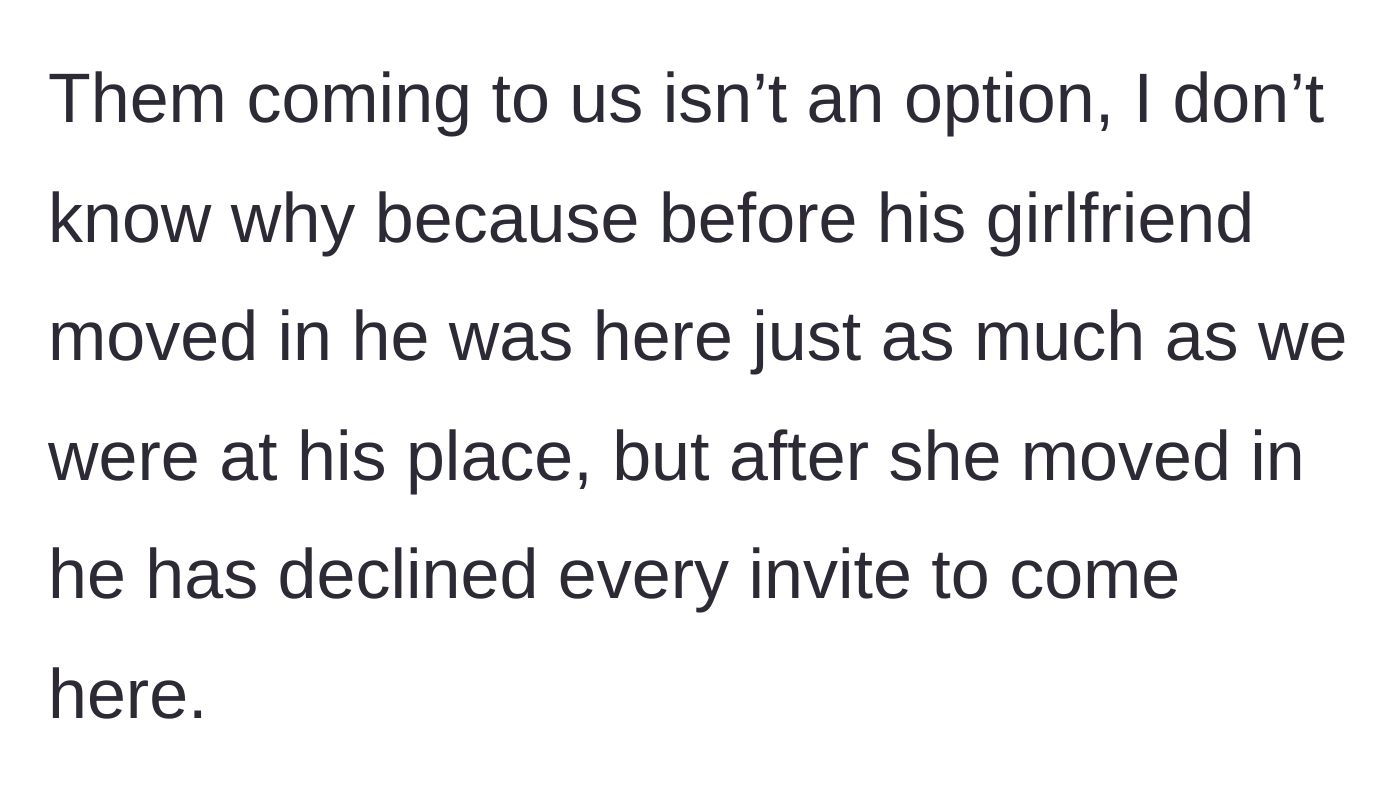 Story part 7 - The detail about the friend refusing to visit their house.