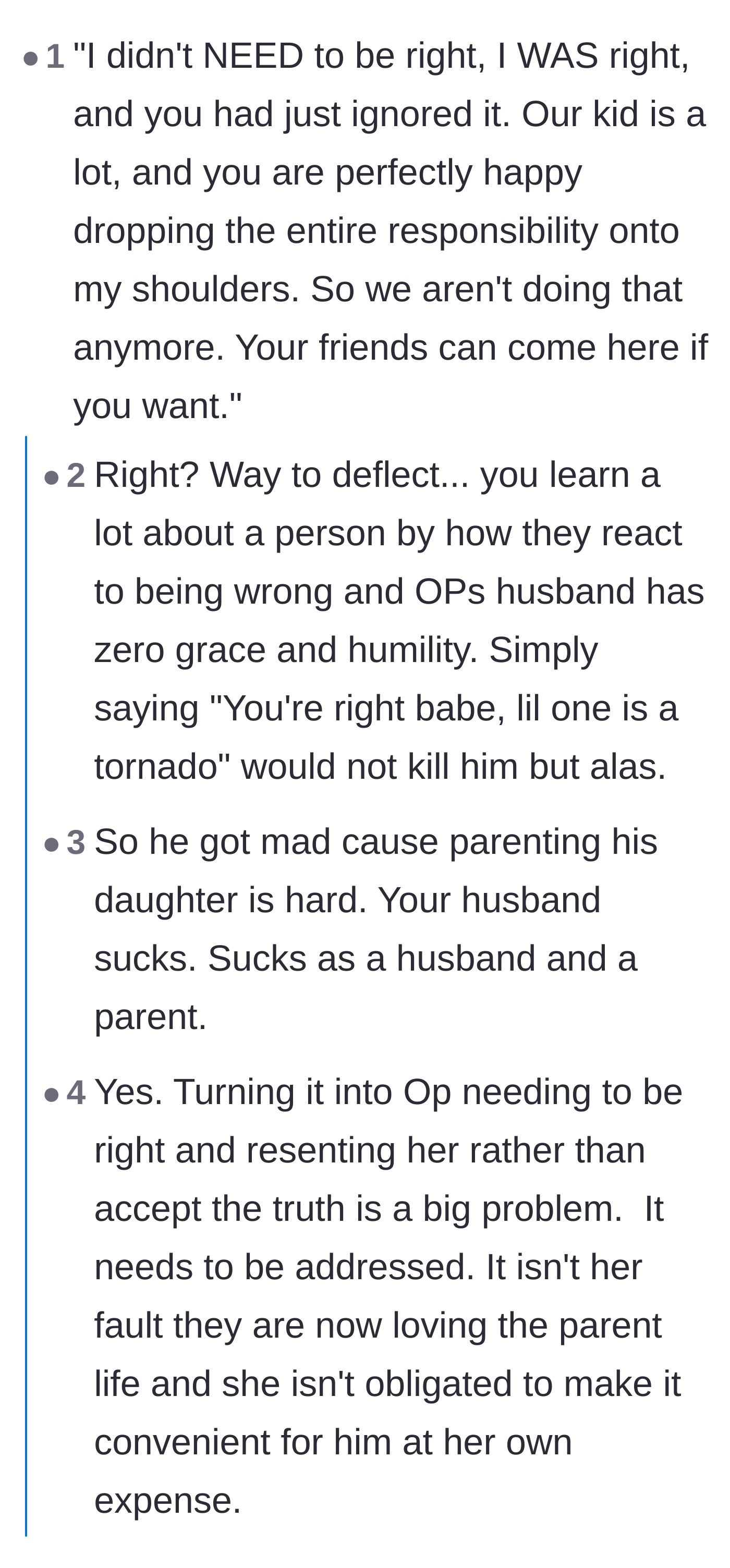 Comment thread 2 - A deep dive into how the husband's inability to admit he was wrong reveals his deep-seated lack of grace and humility.