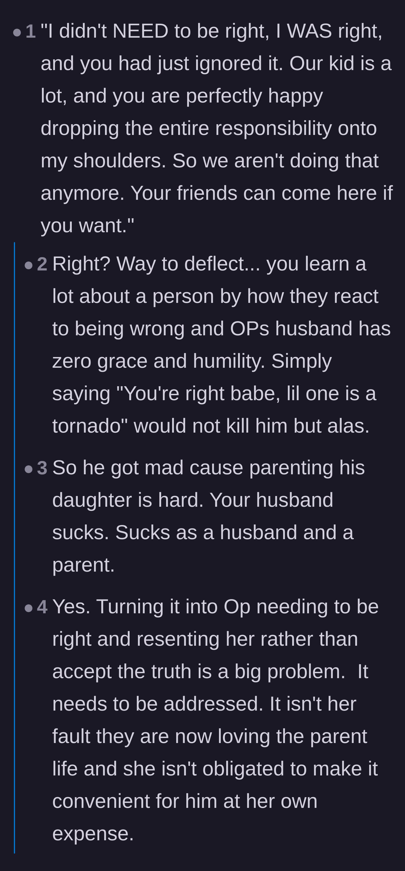 Comment thread 2 - A deep dive into how the husband's inability to admit he was wrong reveals his deep-seated lack of grace and humility.