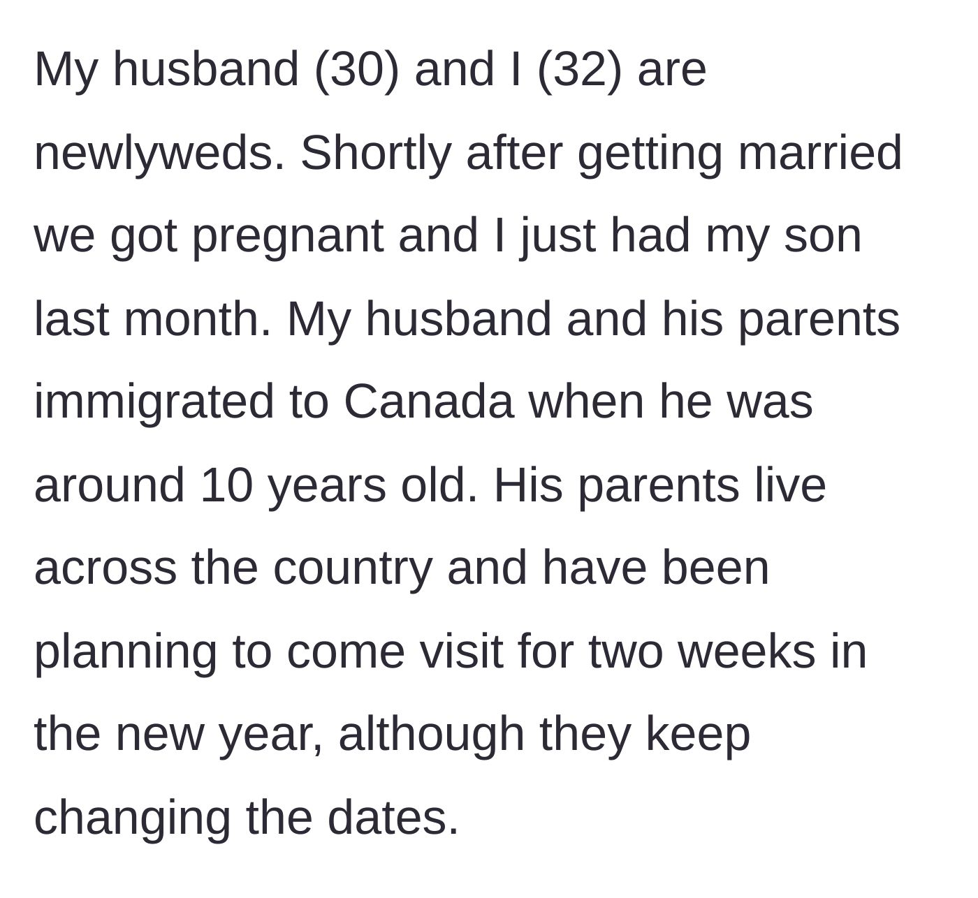 Story part 1 - New parents with a newborn baby.