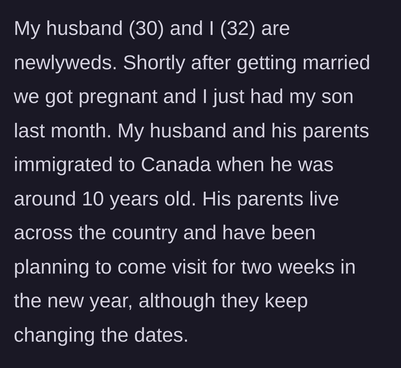 Story part 1 - New parents with a newborn baby.