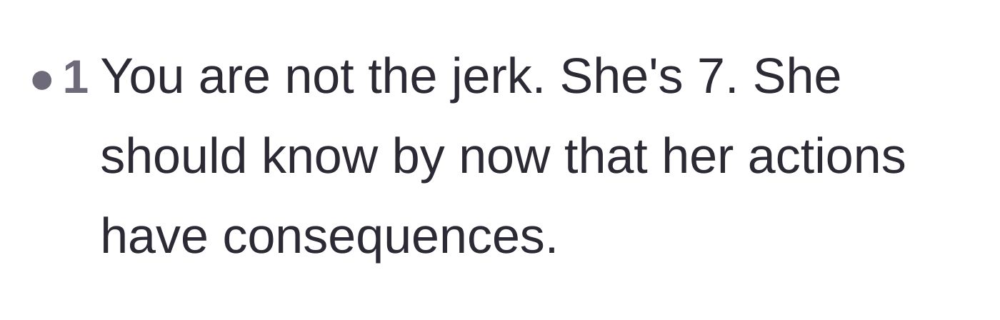 Comment thread 3 - Stating that a seven-year-old is old enough to understand consequences