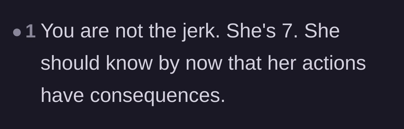 Comment thread 3 - Stating that a seven-year-old is old enough to understand consequences