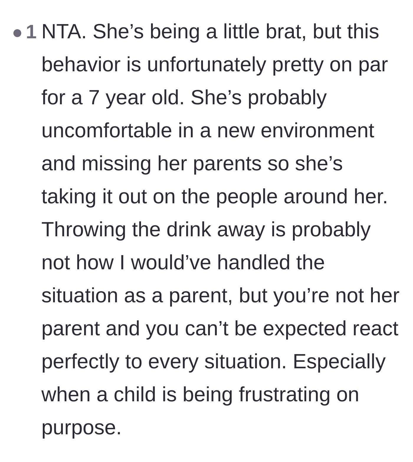 Comment thread 5 - Offering a balanced perspective on the child's emotional state and the aunt's imperfect reaction