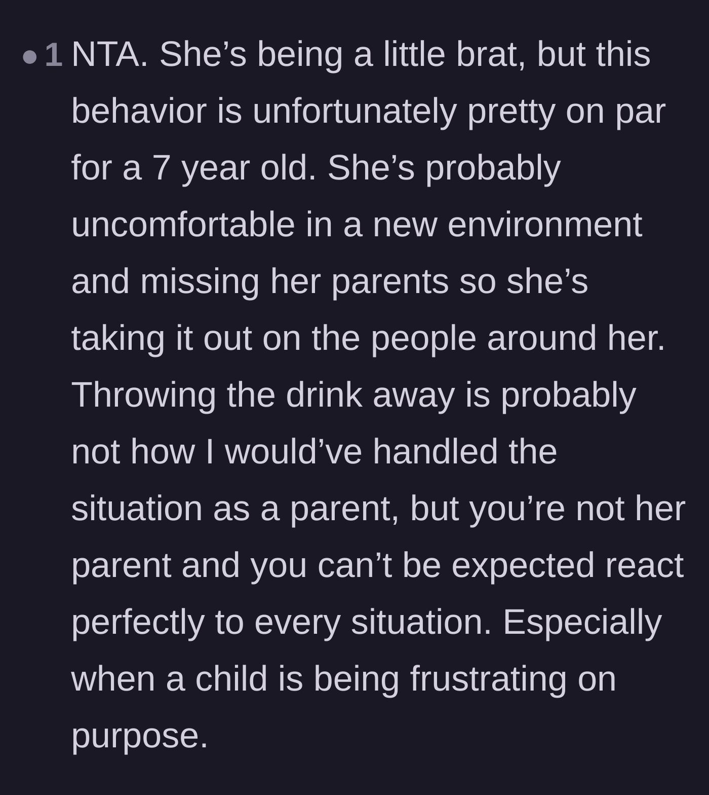 Comment thread 5 - Offering a balanced perspective on the child's emotional state and the aunt's imperfect reaction
