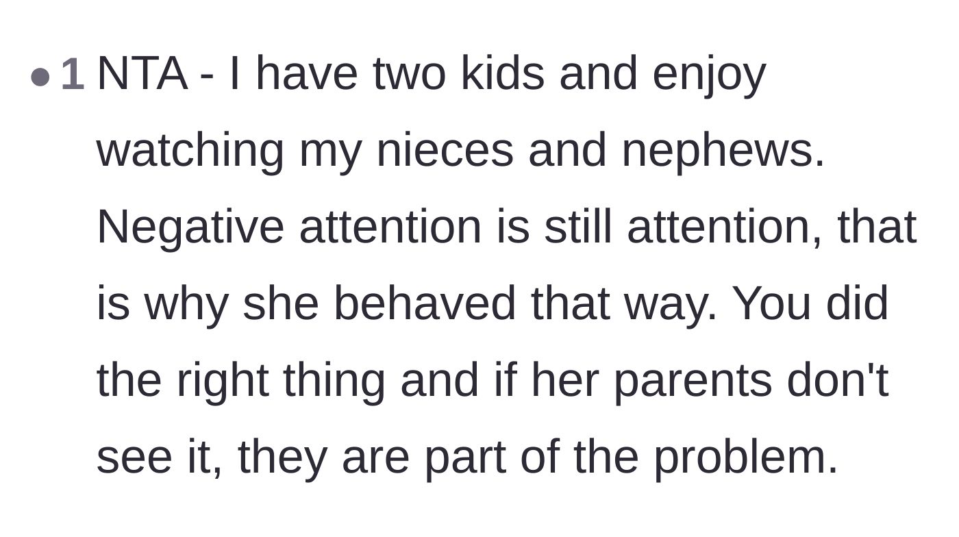 Comment thread 6 - Explaining the psychology of negative attention and holding the parents accountable