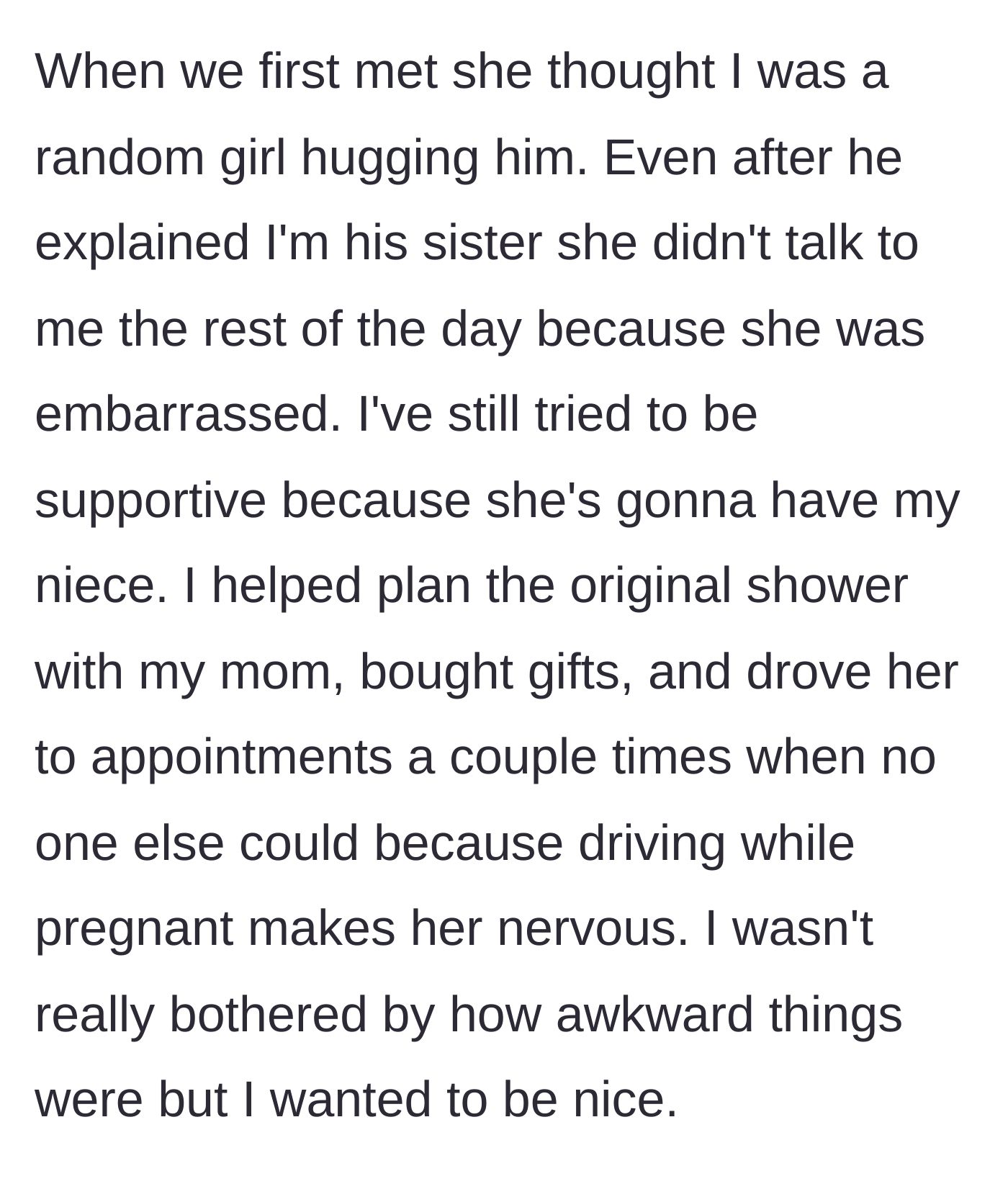 Story part 3 - An incredibly awkward first meeting where a girlfriend ignores her boyfriend's sister.