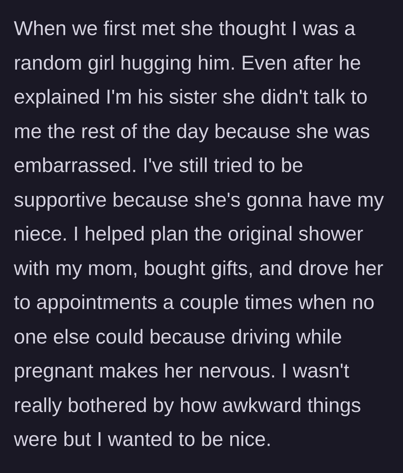 Story part 3 - An incredibly awkward first meeting where a girlfriend ignores her boyfriend's sister.