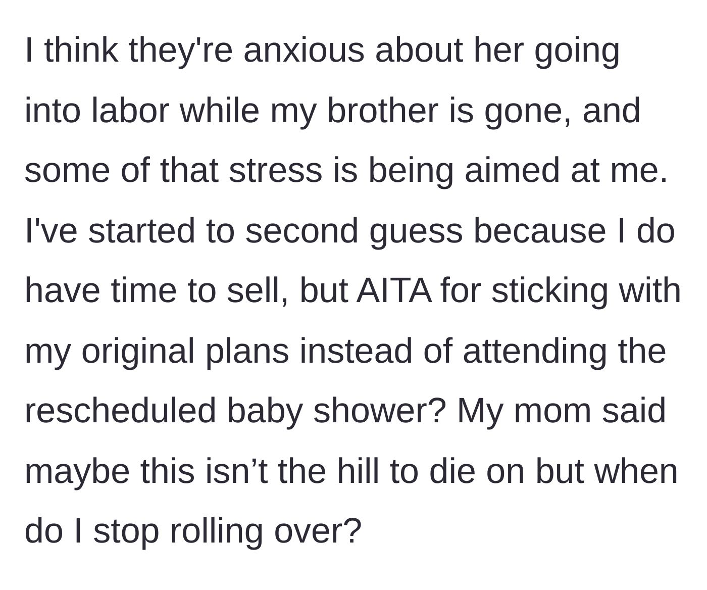 Story part 7 - An anxious mother trying to guilt-trip her exhausted daughter into giving up.